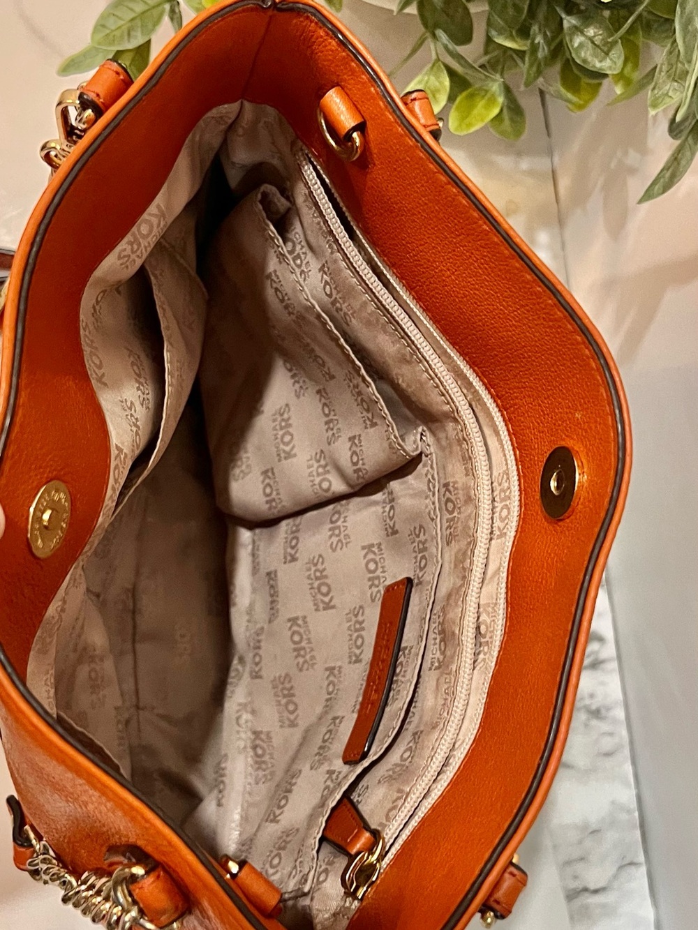 MICHAEL Michael Kors orange  Leather Shoulder Tote - Picture 13 of 13